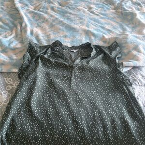 Liz Claiborne Dark Green Blouse with White Pattern